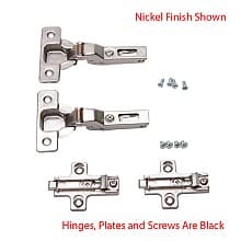 Inset Door Hinge Kit for KV Pocket Door Slides for 3/4" Door Thickness, 3/4" Cup Diameter, Self-Closing, Black