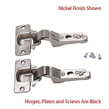 Thick Door Hinge Kit for KV Pocket Door Slides for 1" Door Thickness, 1" Cup Diameter, Self-Closing, Black