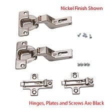 Extra Thick Door Hinge Kit for KV Pocket Door Slides for 1-1/4" Door Thickness, 1-1/4" Cup Diameter, Self-Closing, Black