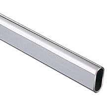 1-1/8" Diameter 96" Long Oval Closet Rod, Chrome Finish