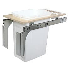 Single 35 QT Top-Mount Waste Container Pullout for 1-1/2" Face Frame, White