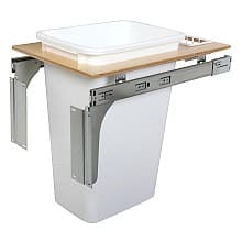 Single 50 QT Top-Mount Waste Container Pullout for 1-1/2" Face Frame, White