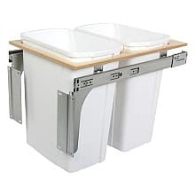 Double 35 QT Top-Mount Waste Container Pullout with 1-1/2" Face Frame for 17-1/2" Cabinet Opening, White