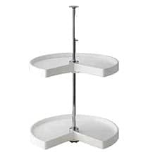 18" Kidney 2 Tray Lazy Susan, White