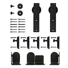 Salzburg Steel Round Track Barn Door Hardware Kit, Face Mount