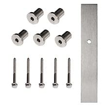 72" Barn Door Flat Rail with 5 Mounting Brackets Kit, Stainless Steel Finish