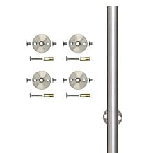 Barn Door Round Rail with 4 Mounting Brackets, Stainless Steel Finish