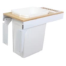 Single 35 QT Top-Mount Waste Container Pullout for 1-1/2" - 1-3/4" Face Frame, White