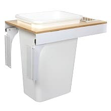 Single 50 QT Top-Mount Waste Container Pullout for 1-1/2" - 1-3/4" Face Frame, White