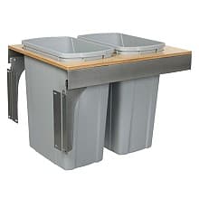 Double 35 QT Top-Mount Waste Container Pullout with Soft-Closing for 17-1/2" Width Cabinet Opening