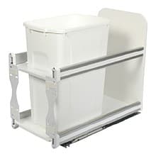 Single 35 QT Bottom-Mount Waste Container Pullout with Soft-Closing for 12" Opening Width, White