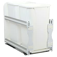 USC Double 27 QT Bottom-Mount Waste Container Pullout with Soft-Closing, White