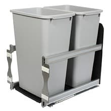 Double 50 QT Bottom-Mount Waste Container Pullout, Soft-Closing