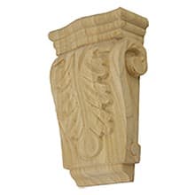 7" x 4-1/2" x 2" Low Profile Acanthus Corbel, Rubberwood