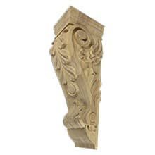 22" x 6-3/4" x 7-3/4" Large Acanthus Corbel, Rubberwood