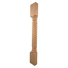 3-1/2" x 1-3/4" x 35-1/4" Half Rope Post, Rubberwood