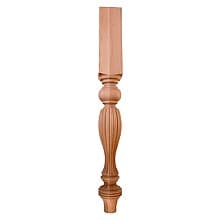 3-3/4" x 3-3/4" x 35-1/4" Tapered Fluted Post, Rubberwood