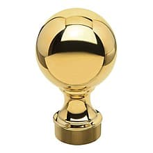 Ball Finial for 2" OD Tubing, Polished Brass