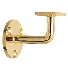 2-23/64" Flat Handrail Bracket, Polished Brass