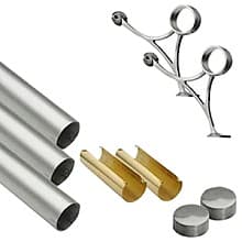 12' Foot Rail Kit, Satin Stainless Steel