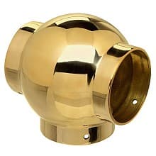 2" Ball Tee, Polished Brass