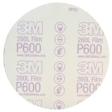 6" Stikit No Holes 260L Finishing Film Disc, Aluminum Oxide on Polyester Film (100/Box)