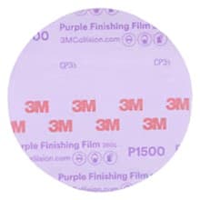 6" Hookit P1500 Grit No Holes 260L Finishing Film Disc, Aluminum Oxide on Polyester Film (50 Per Carton)