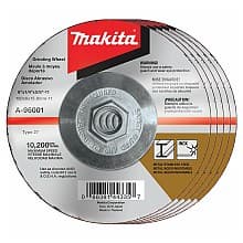 6" Hubbed Inox 36 Grit Grinding Wheel, Aluminum Oxide (5/Pack)