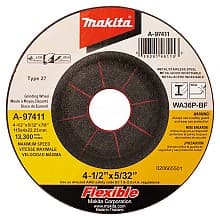 4-1/2" Inox 36 Grit Flex Grinding Wheel, Aluminum Oxide (25/Pack)