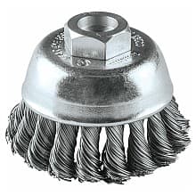 2-3/4" Knot Stainless Steel Wire Cup Brush, M10 x 1.25 Arbor Hole