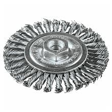 4" Stringer Bead Twist Stainless Steel Wire Wheel, M10 x 1.25 Arbor Hole