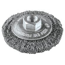 3-3/8" Crimped Wire Bevel Brush, M10 x 1.25 Arbor Hole
