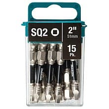 #2 x 2" Impact XPS Square Drive Power Bit, 1/4" Shank (15/Pack)