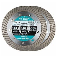 4-1/2" X-Lock Turbo Rim Diamond Blade for Masonry Cutting (2/Pack)