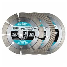 4-1/2" X-Lock 3-Piece Diamond Blade Variety Pack for Masonry Cutting