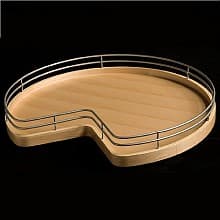28" Kidney 2 Tray Lazy Susan, Maple