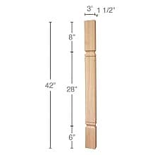 42" x 1-1/2" x 3" Mission Chamfered Bar Split Column