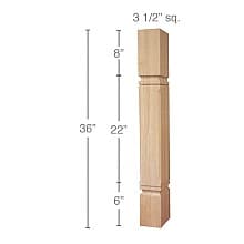 36" x 3-1/2" x 3-1/2" Mission Chamfered Island Column