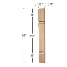 36" x 1-3/4" x 3-1/2" Mission Chamfered Island Split Column