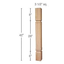 42" x 3-1/2" x 3-1/2" Mission Chamfered Bar Column