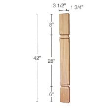 42" x 1-3/4" x 3-1/2" Mission Chamfered Bar Split Column