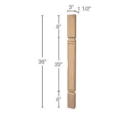 36" x 1-1/2" x 3" Mission Island Split Column