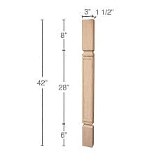 42" x 1-1/2" x 3" Mission Bar Split Column