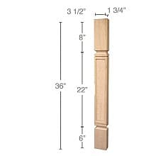 36" x 1-3/4" x 3-1/2" Mission Island Split Column