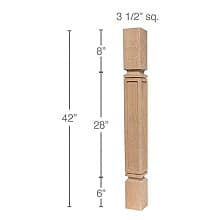 42" x 3-1/2" x 3-1/2" Mission Bar Column