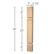 36" x 2-1/2" x 5" Mission Island Split Column