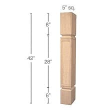 42" x 5" x 5" Mission Bar Column