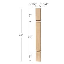 42" x 3-1/2" x 3-1/2" Metro Cam Bar Column