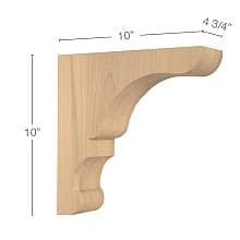 10" x 10" x 4-3/4" Transitional Overhang Bar Bracket Corbel