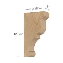 12-3/4" x 69/16" x 3" Transitional Large Bar Bracket Corbel